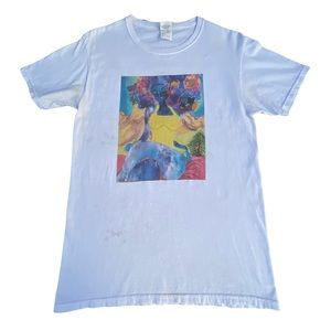 Vintage 90s African American Afro Woman Art Colorful Graphic T-shirt